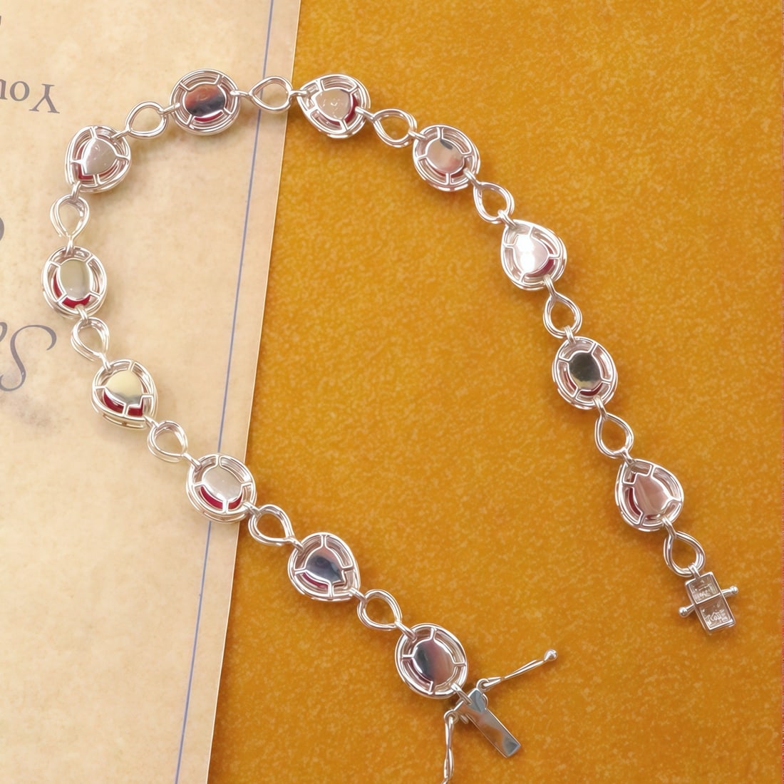 14k Gold 6.43 Ctw Natural Ruby & Diamond Bracelet - 4