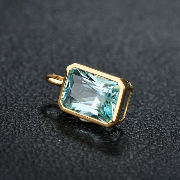 14k Gold 4.08 Ct Natural Aquamarine Pendant( Without Chain ) - 7