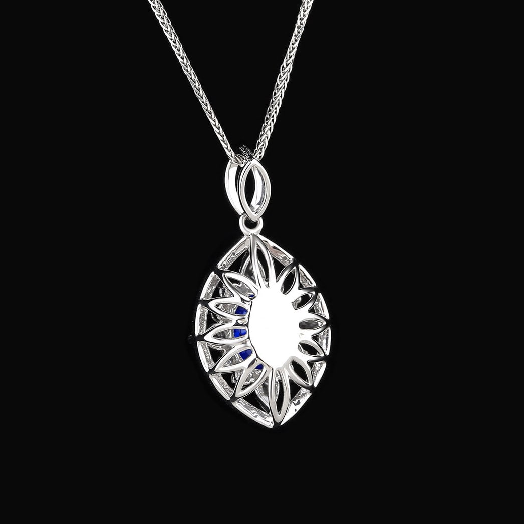 14k Gold 1.53 Ctw Natural Sapphire & Diamond Pendant( Without Chain ) - 4