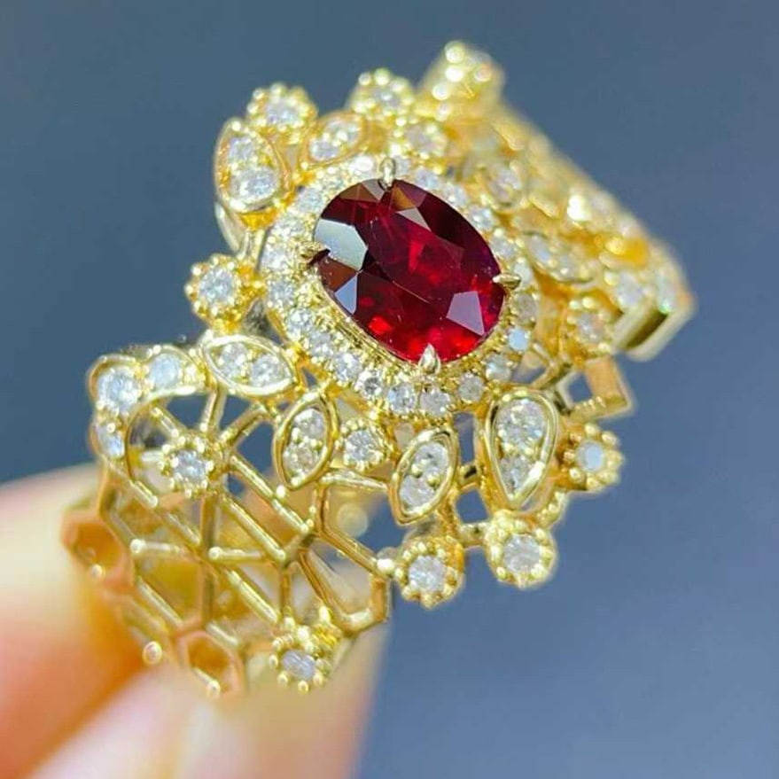 14k Gold 0.95 Ctw Natural Ruby & Diamond Ring - 2