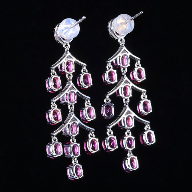 14k Gold 7.56 Ctw Natural Padparadscha Sapphire & Diamond Earrings - 4