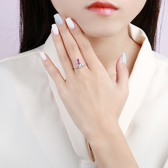 14k Gold 1.31 Ctw Natural Spinel & Diamond Ring - 6