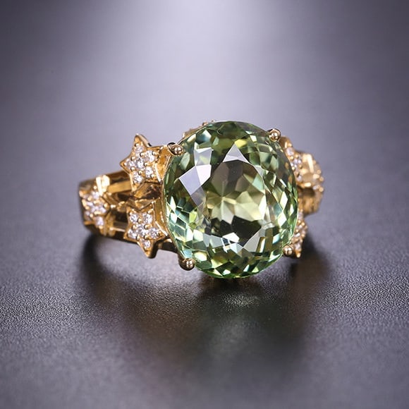 14k Gold 9.68 Ctw Natural Tourmaline & Diamond Ring - 2