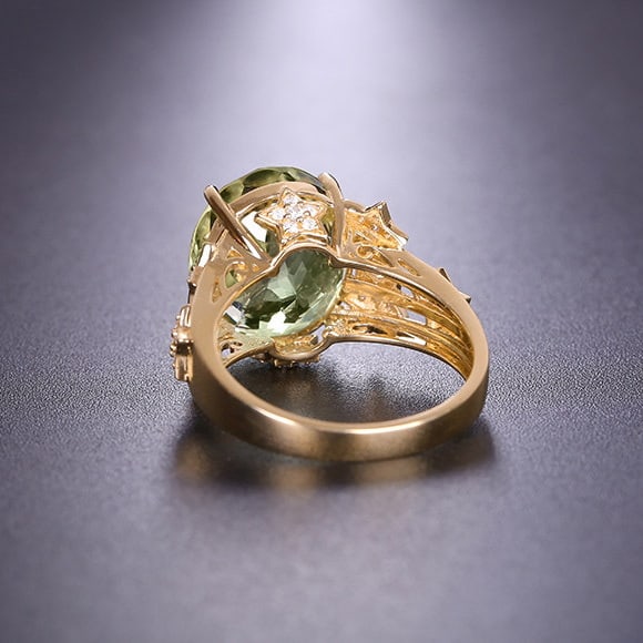 14k Gold 9.68 Ctw Natural Tourmaline & Diamond Ring - 4