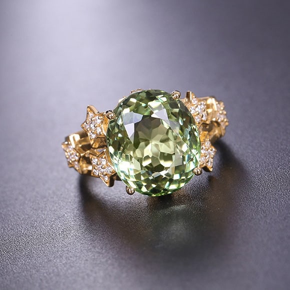 14k Gold 9.68 Ctw Natural Tourmaline & Diamond Ring - 5