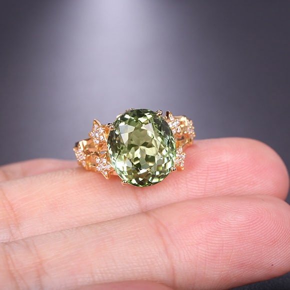 14k Gold 9.68 Ctw Natural Tourmaline & Diamond Ring - 7