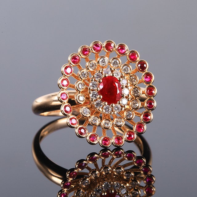 14k Gold 0.80 Ctw Natural Ruby & Ruby Ring - 2