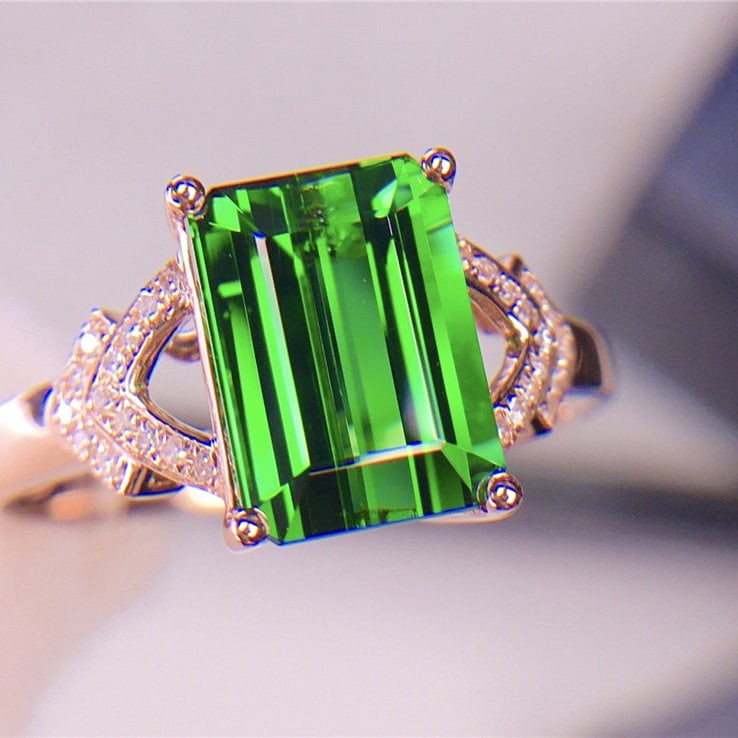 14k Gold 3.65 Ct Natural Tourmaline & Diamond Ring - 3