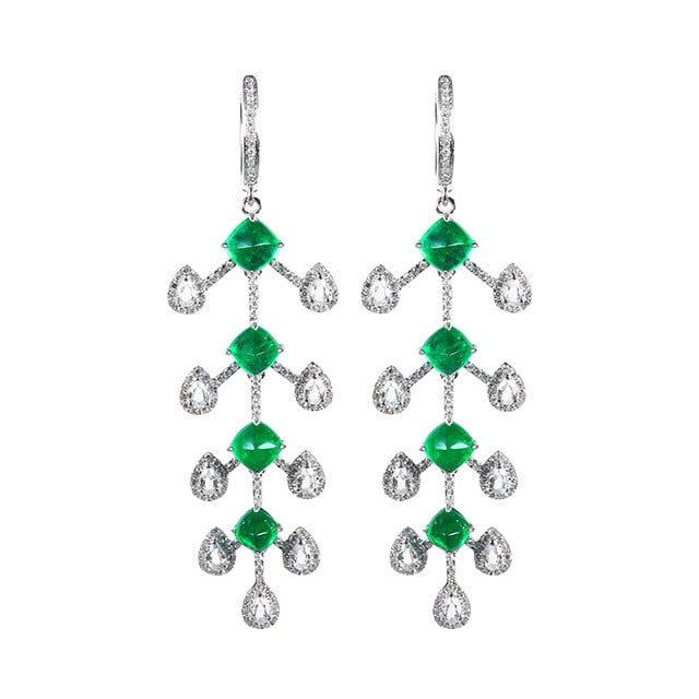 14k Gold 5.55 Ctw Natural Emerald & Diamond Earrings - 5