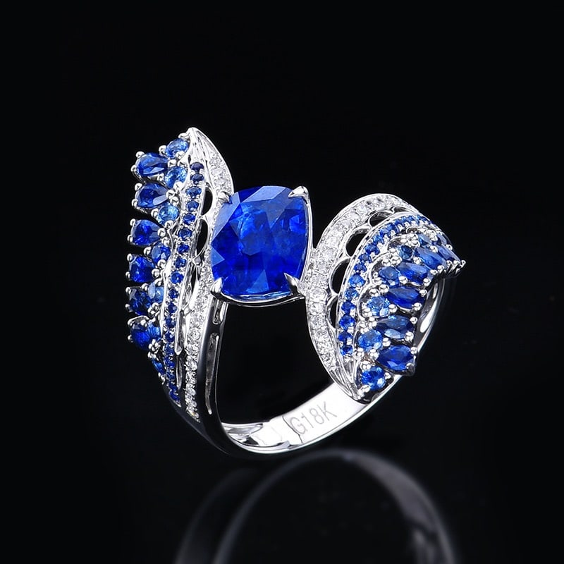 14k Gold 2.15 Ctw Natural Sapphire & Diamond Ring - 4
