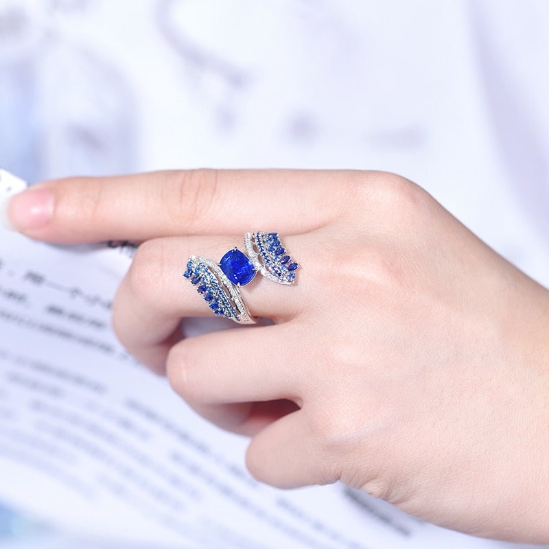 14k Gold 2.15 Ctw Natural Sapphire & Diamond Ring - 5