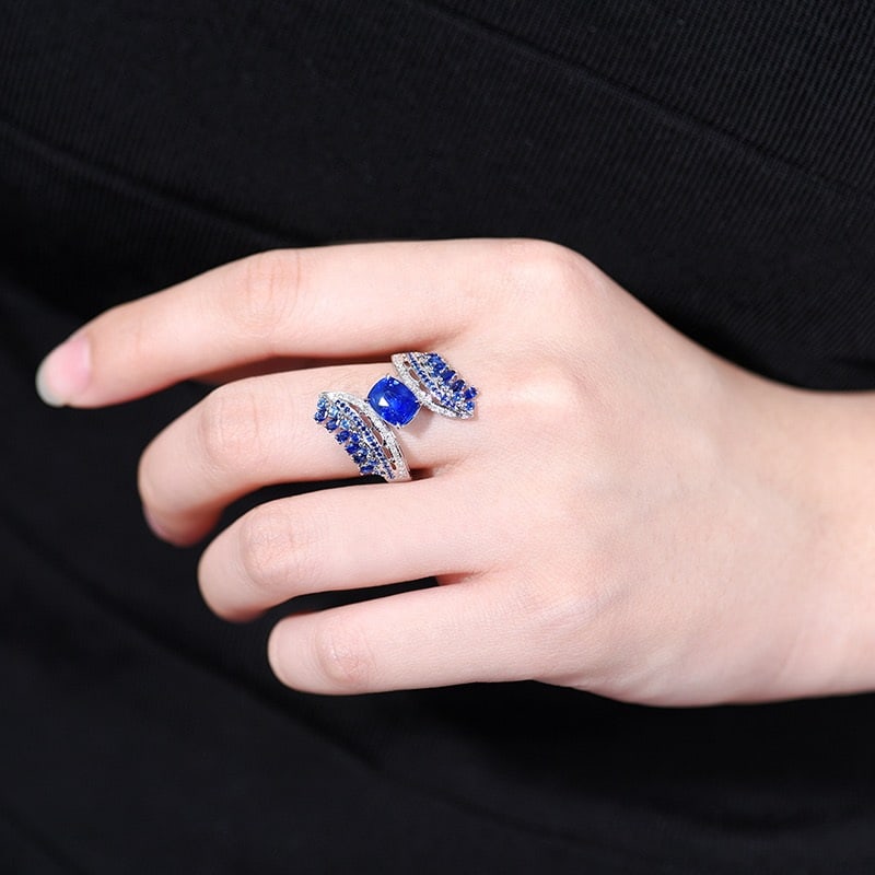 14k Gold 2.15 Ctw Natural Sapphire & Diamond Ring - 6