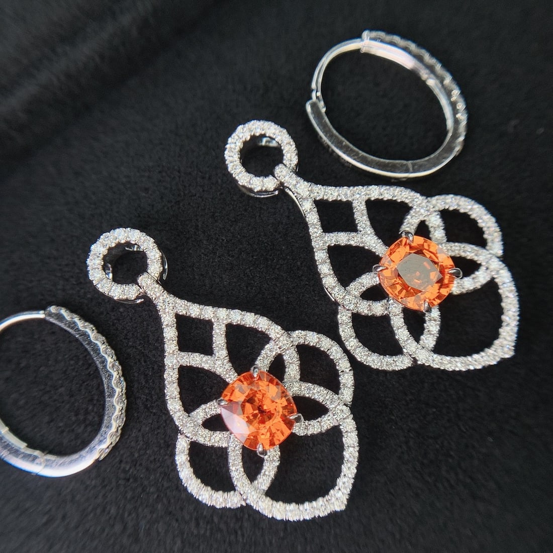 14k Gold 3.78 Ctw Natural Spessartine & Diamond Earrings/pendant( Without Chain ) - 4