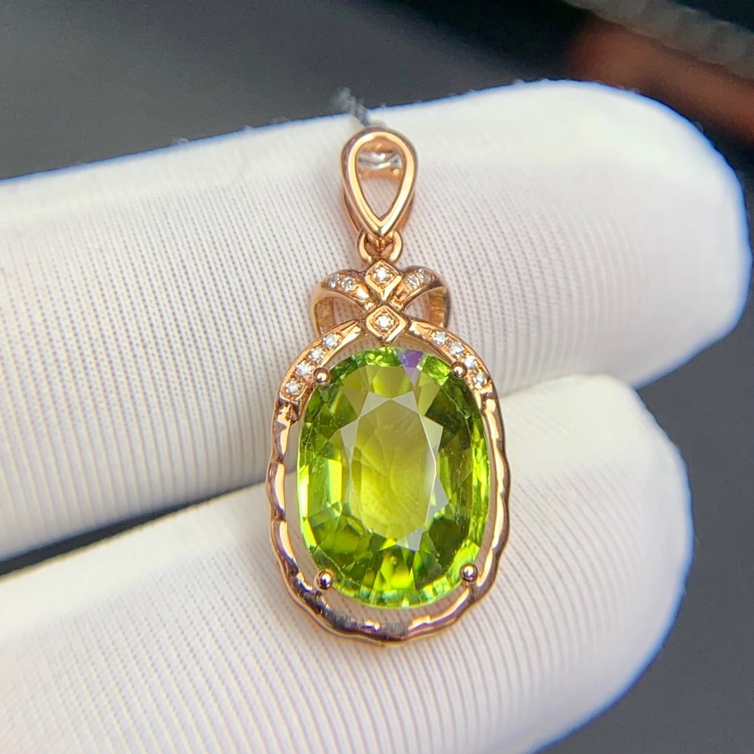 14k Gold 3.9 Ct Natural Tourmaline & Diamond Pendant( Without Chain ) - 5