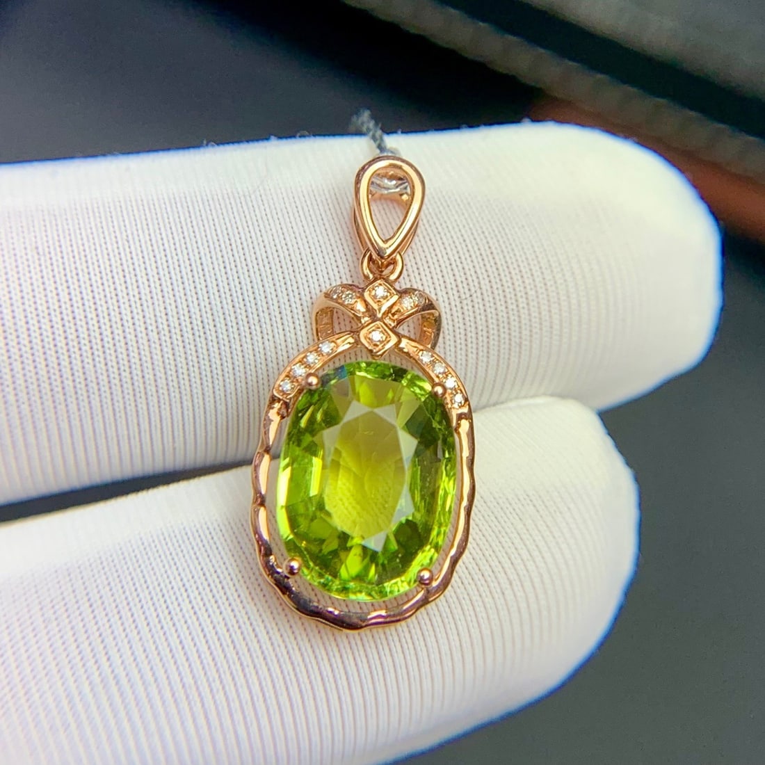 14k Gold 3.9 Ct Natural Tourmaline & Diamond Pendant( Without Chain ) - 8