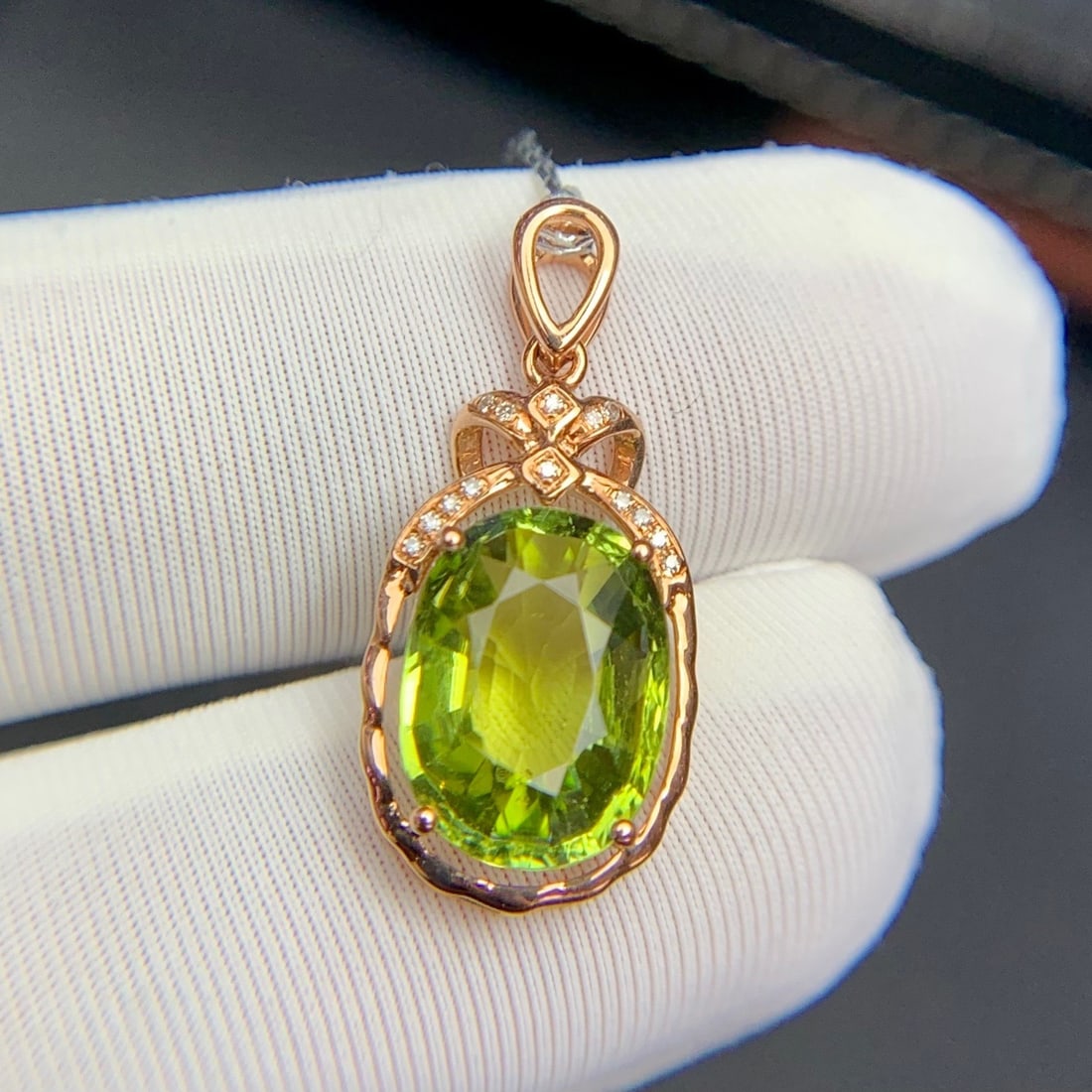 14k Gold 3.9 Ct Natural Tourmaline & Diamond Pendant( Without Chain ) - 9