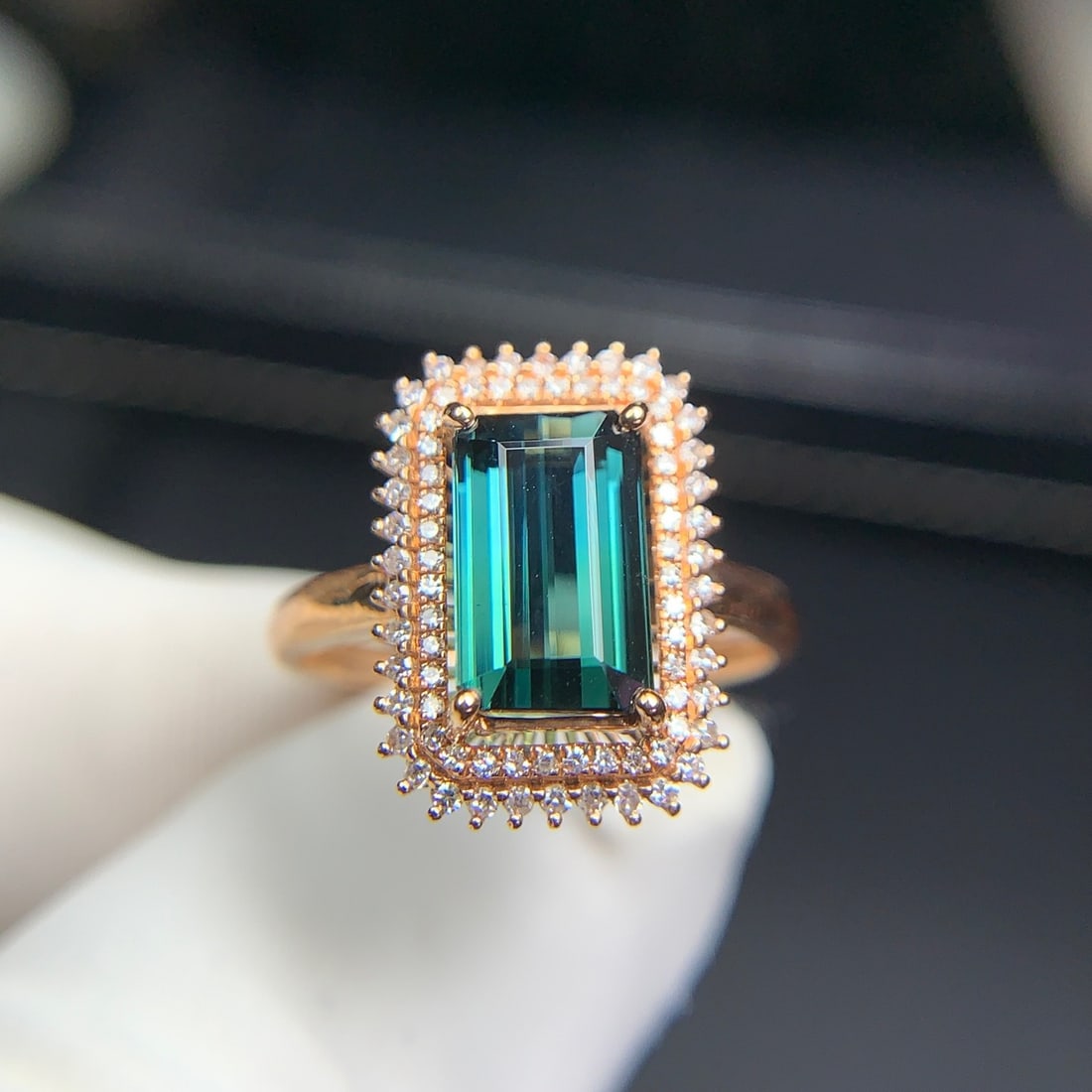 14k Gold 2.7 Ct Natural Tourmaline & Diamond Ring - 4