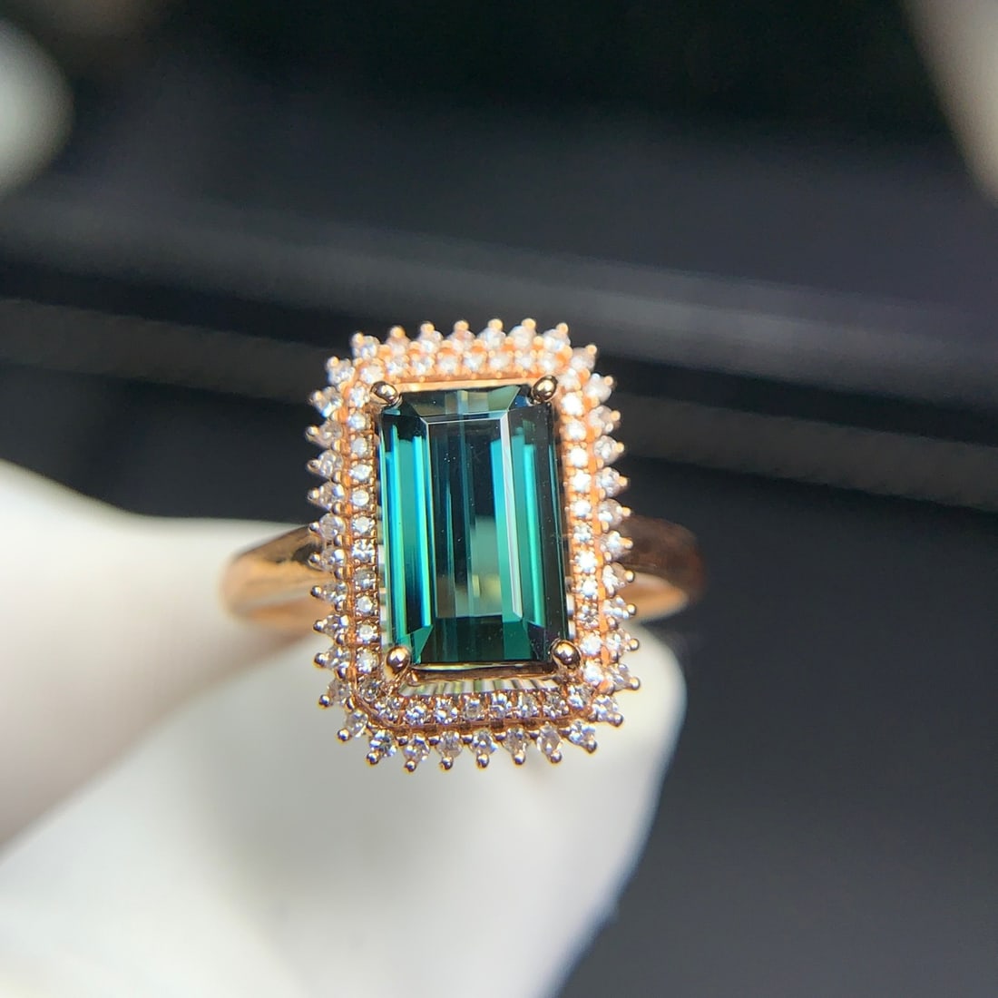 14k Gold 2.7 Ct Natural Tourmaline & Diamond Ring - 7