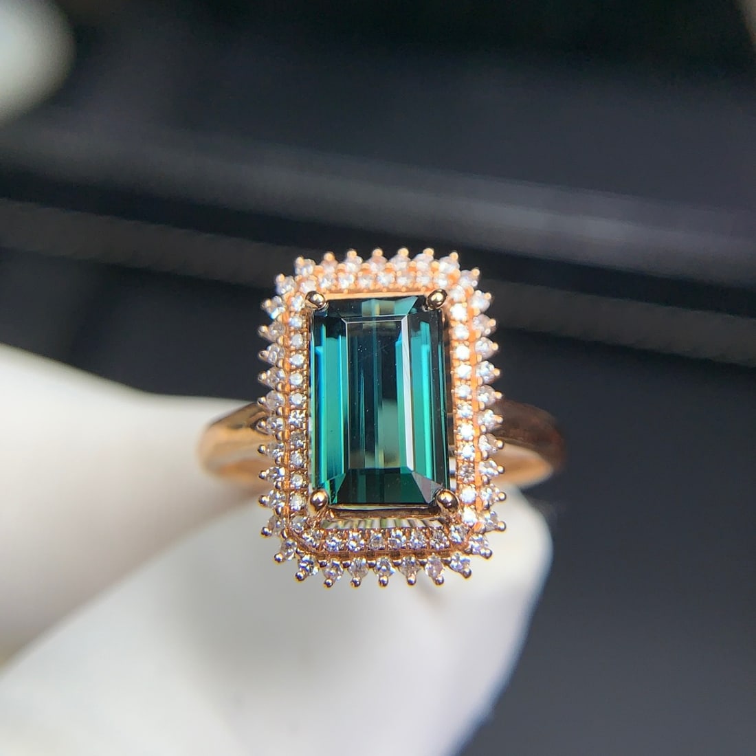 14k Gold 2.7 Ct Natural Tourmaline & Diamond Ring - 8