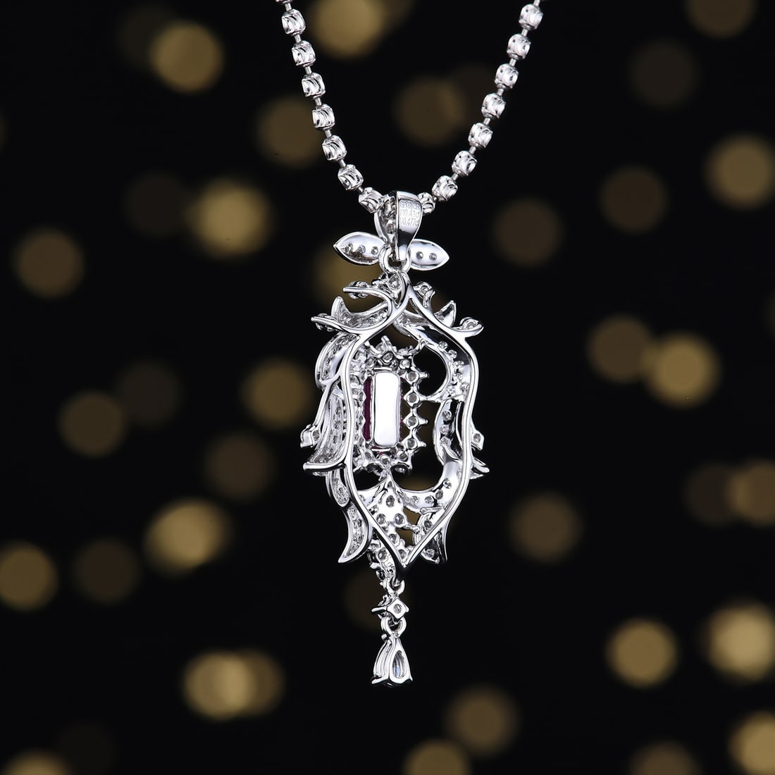 14k Gold 0.88 Ctw Natural Ruby & Diamond Pendant( Without Chain ) - 4