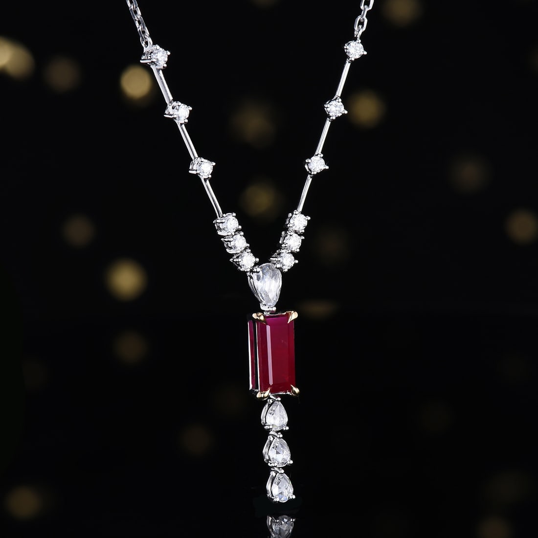 14k Gold 1.23 Ctw Natural Ruby & Diamond Necklace - 3