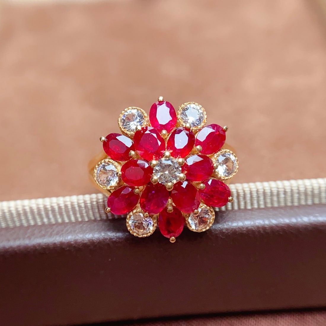 14k Gold 3.45 Ct Natural Ruby & Sapphire Ring - 2