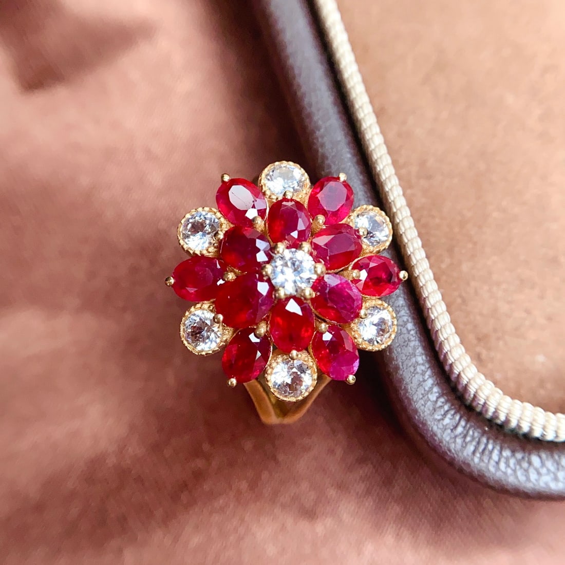 14k Gold 3.45 Ct Natural Ruby & Sapphire Ring - 4