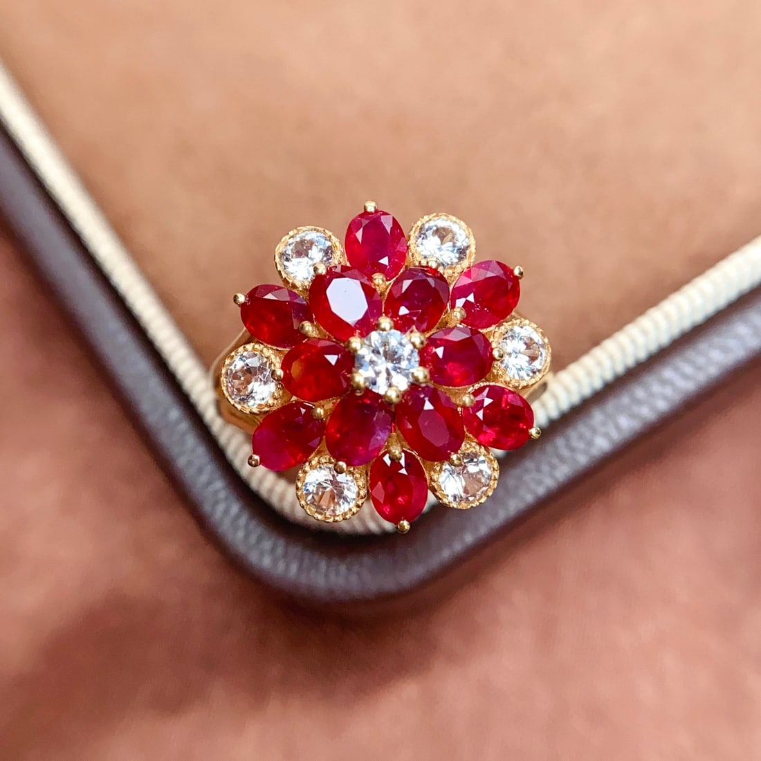 14k Gold 3.45 Ct Natural Ruby & Sapphire Ring - 5