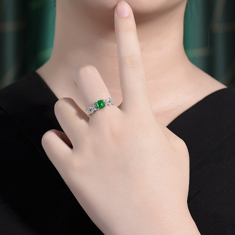 14k Gold 1.74 Ctw Vivid Green Natural Emerald & Diamond Ring - 6