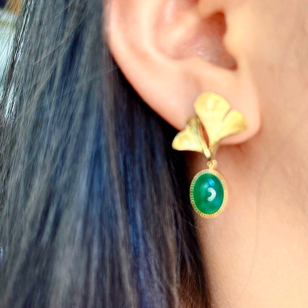 14k Gold 5.96 Ct Natural Emerald Earrings - 7