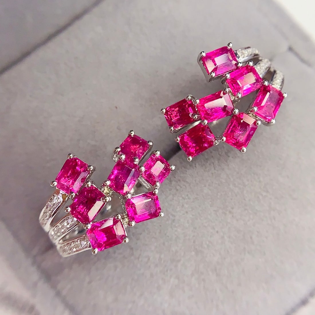 14k Gold 4.07 Ct Natural Ruby & Diamond Earrings - 3