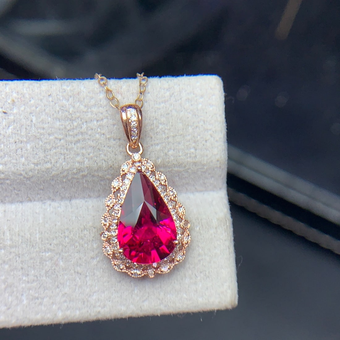 14k Gold 2.4 Ct Natural Tourmaline & Diamond Pendant( Without Chain ) - 8