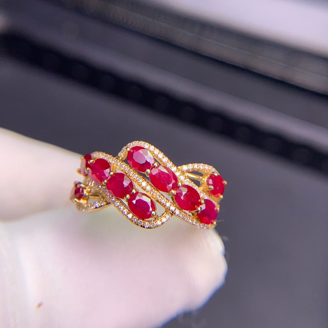 14k Gold 2.07 Ct Natural Ruby & Diamond Ring - 4