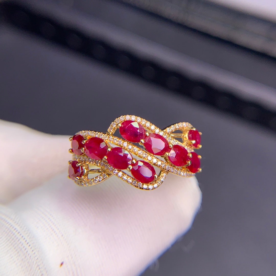 14k Gold 2.07 Ct Natural Ruby & Diamond Ring - 7