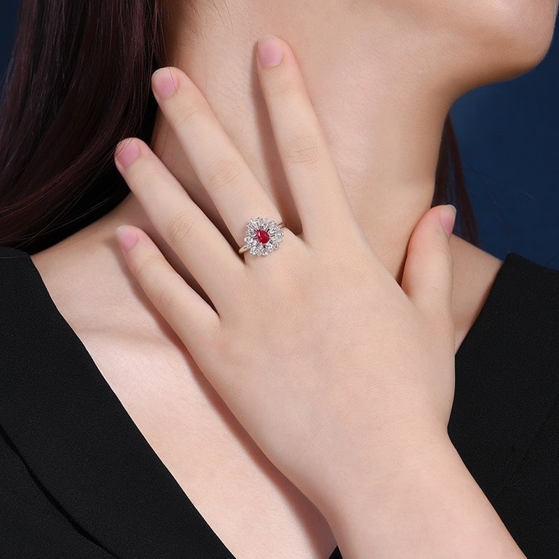 14k Gold 1.02 Ctw Natural Ruby & Diamond Ring - 6