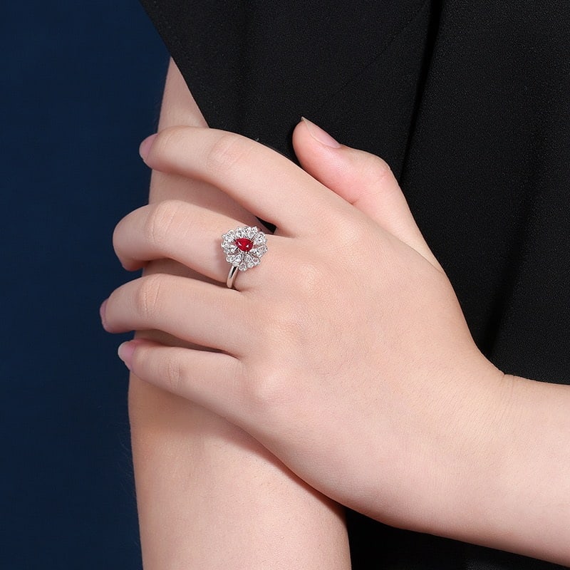 14k Gold 1.02 Ctw Natural Ruby & Diamond Ring - 7