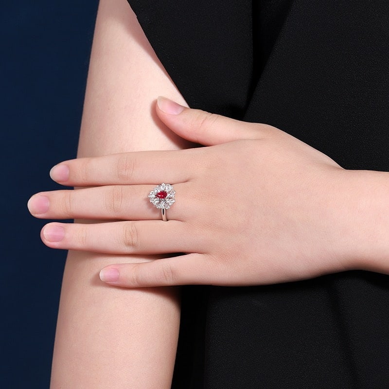 14k Gold 1.02 Ctw Natural Ruby & Diamond Ring - 8