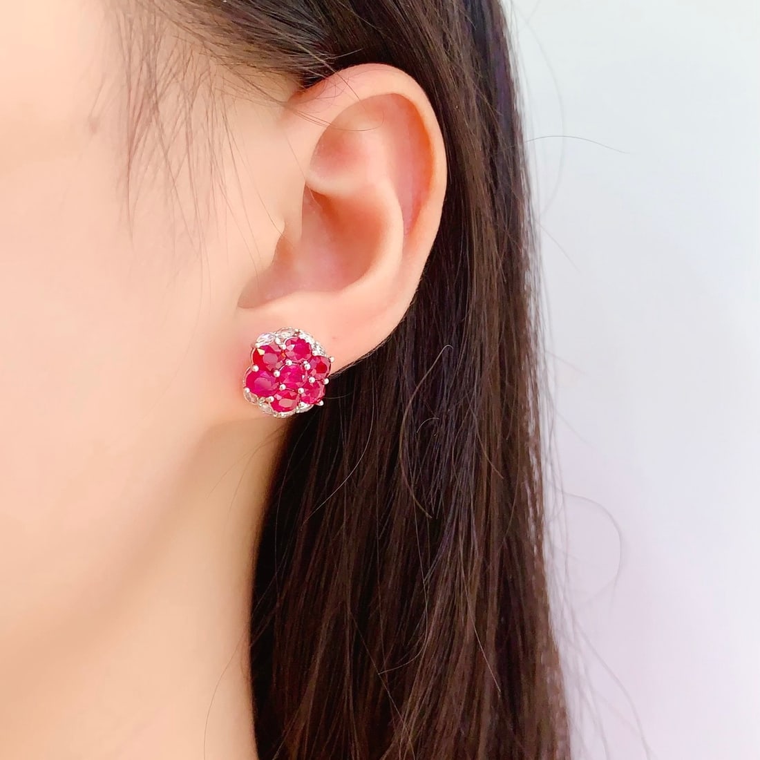 14k Gold 5.2 Ct Natural Ruby & Diamond Earrings - 6