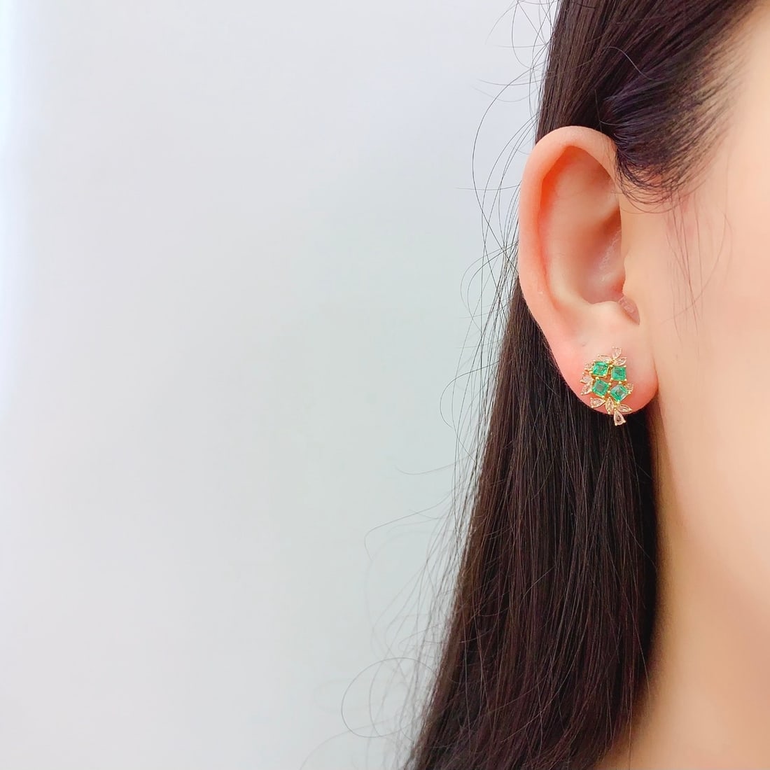 14k Gold 1.5 Ct Natural Emerald & Sapphire Earrings - 6