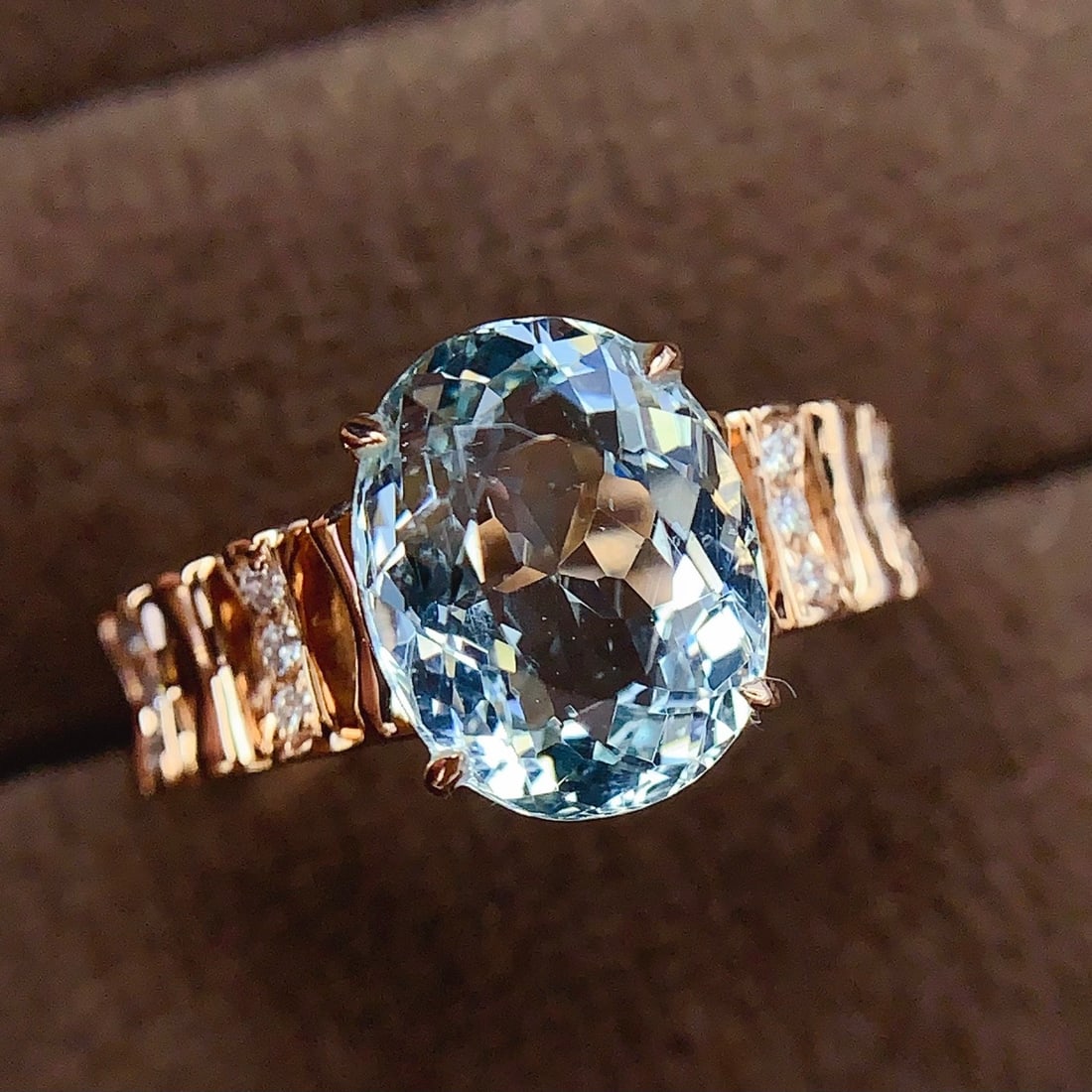 14k Gold 2.73 Ct Natural Aquamarine & Diamond Ring - 5
