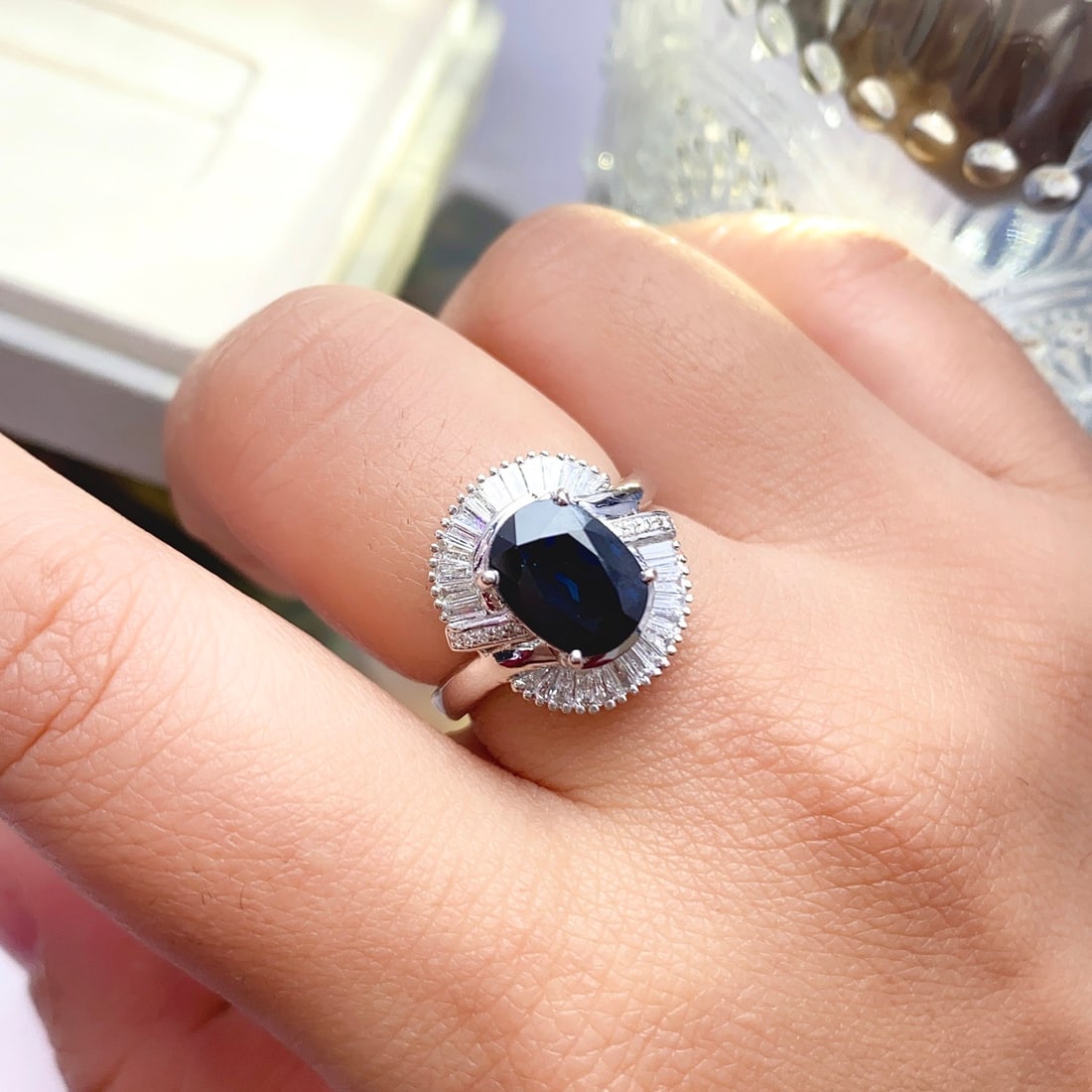 14k Gold 3.10 Ct Natural Sapphire & Diamond Ring - 6