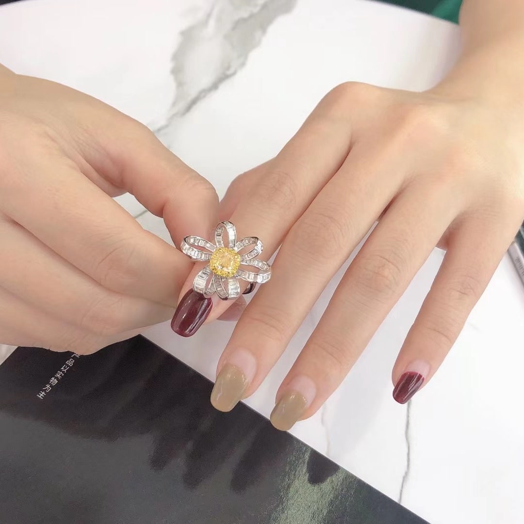 14k Gold 2.01 Ctw Natural Yellow Diamond & Diamond Ring - 2