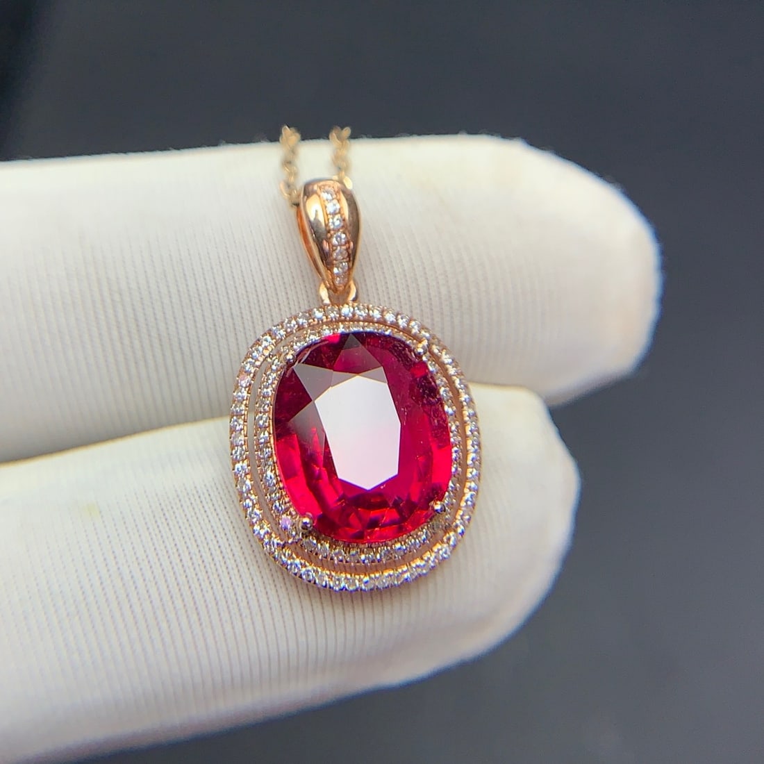 14k Gold 3.4 Ct Natural Tourmaline & Diamond Pendant( Without Chain ) - 9