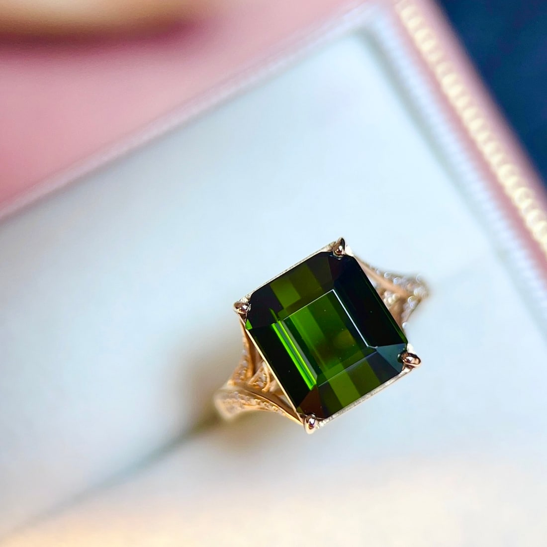 14k Gold 5.67 Ctw Natural Tourmaline & Diamond Ring - 4