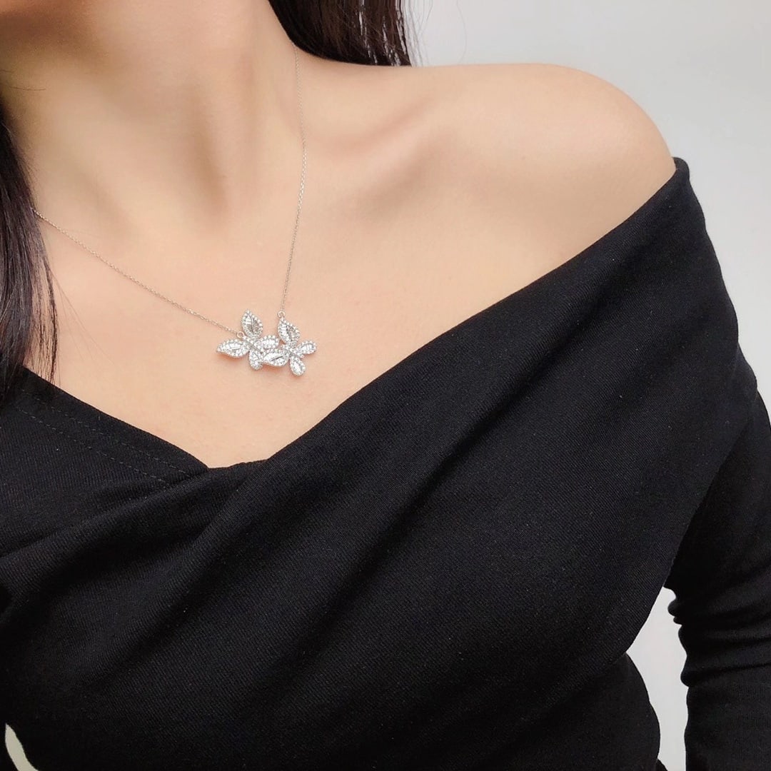 14k Gold 1.17 Ctw Natural H Diamond & Butterfly Necklace - 3