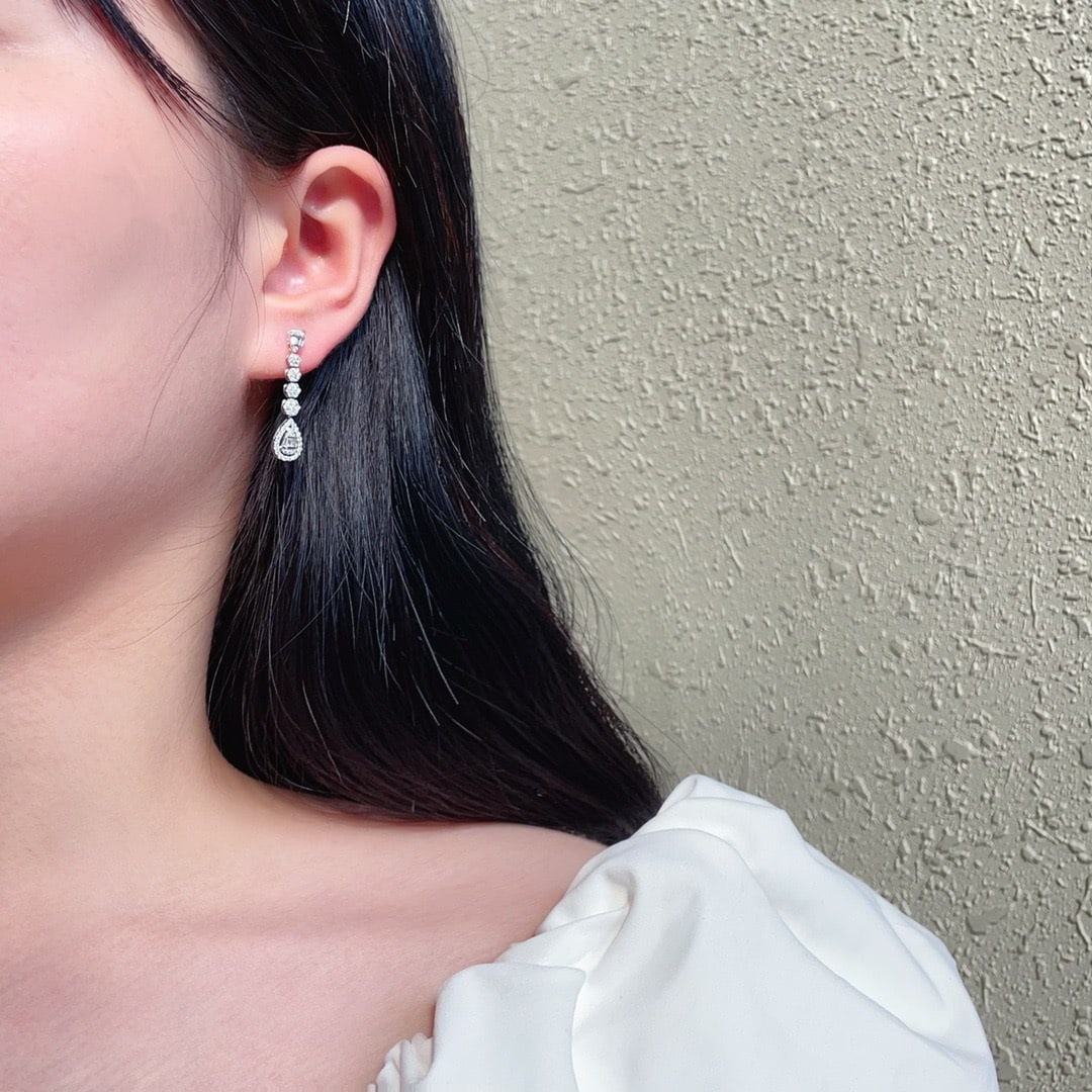 14k Gold 0.80 Ctw Natural H Diamond Earrings - 4