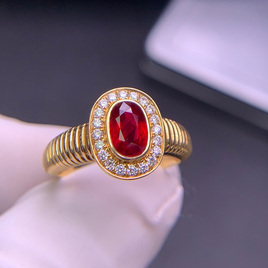 14k Gold 1.02 Ct Natural Ruby & Diamond Ring - 7