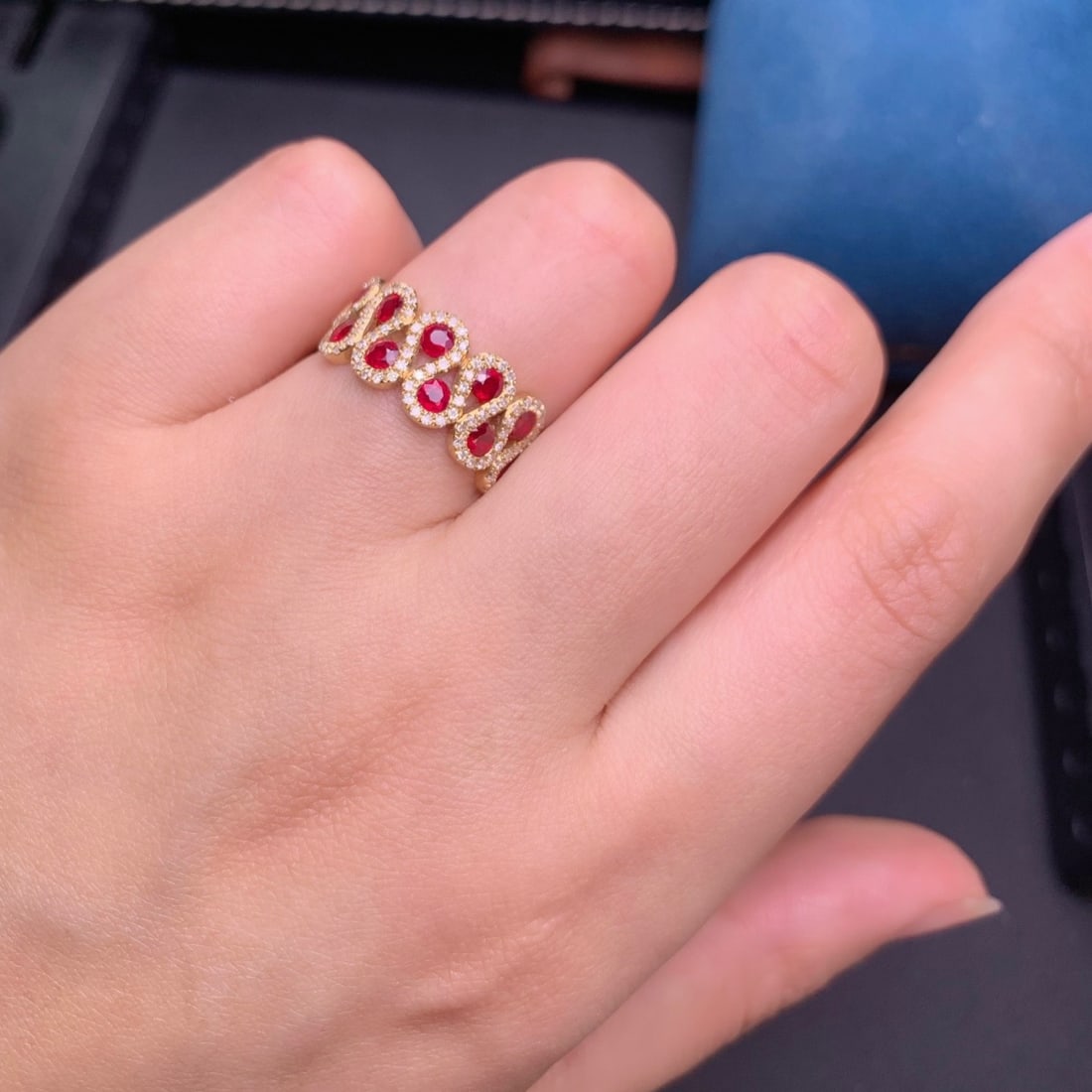 14k Gold 1.57 Ct Natural Ruby & Diamond Ring - 9