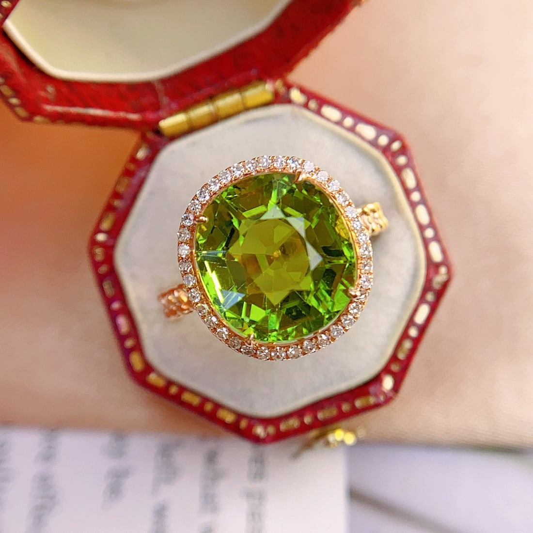 14k Gold 6.35 Ct Natural Tourmaline & Diamond Ring: Ref:231134367 // gold content:14k gold // ring size:7. 25us // // main gemstone:tourmaline // shape:oval // carat weight:6. 35ct // color:green // treatment:natural // // adjacent gemstone 2 :