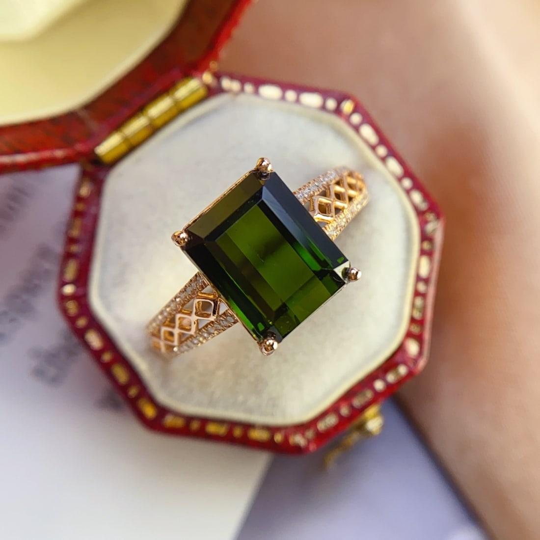 14k Gold 4.56 Ct Natural Tourmaline & Diamond Ring - 2